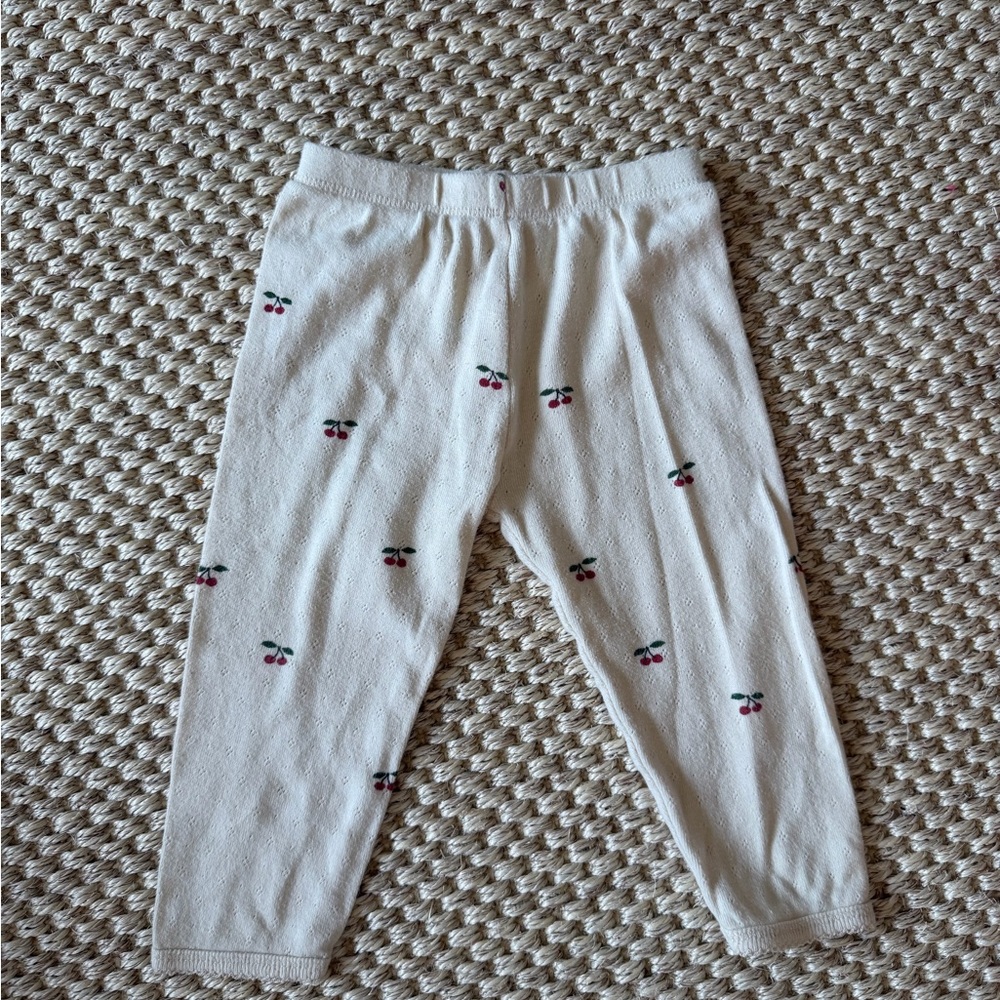 Konjes Cherry Print Kids Leggings - White